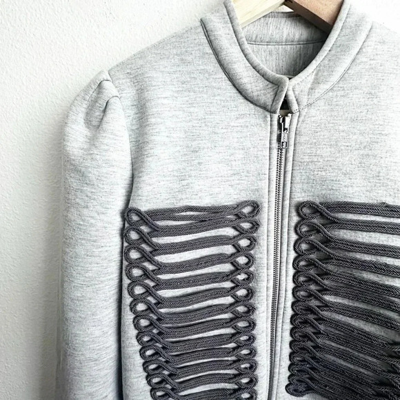 CHELSEA28 x NORDSTROM | Military Bomber Marching Band Jacket Zip Grey | Small - Picture 5 of 8